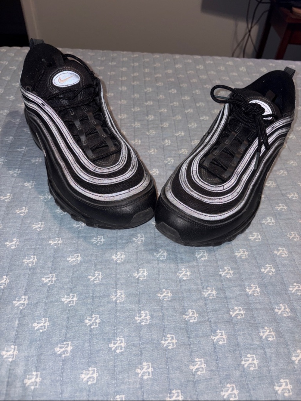 Nike Black with White Stripe Reflective Runner Sneakers
